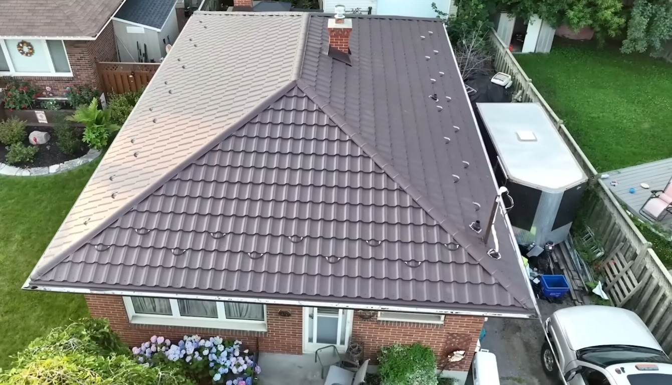 Beautiful residential tile roof aerial view in Florence-Graham, CA
